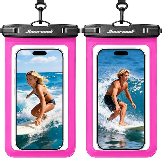 Hiearcool Waterproof Phone Pouch,Waterproof Phone Case for iPhone 17 16 15 14 13 Pro Max Plus up to 8.3",IPX8 Cellphone Dry Bag for Beach Cruise Travel-Bright Red-2Pack