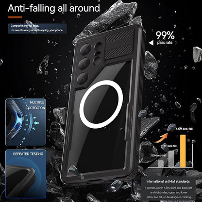 Compatible with Samsung Galaxy S25 Ultra Case Waterproof Protective,Built-in Lens & Screen Protector, Military Grade Shockproof, Full Body Rugged Case for Galaxy S25 Ultra 6.9 inches (Black)