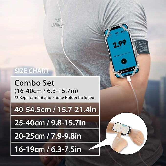BONE Run Tie, Running Armband Phone Holder, Skin-Friendly & Washable Silicone Sport Armband, Universal Workout Phone Carrier Compatible with 4"-6.7" Smartphones (Black - Size XL/Arm Size 15.7-21.4")