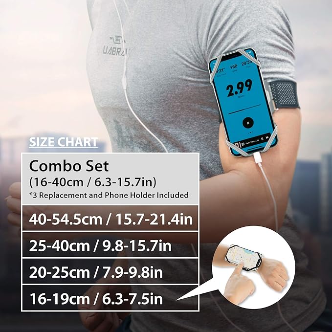 BONE Run Tie, Running Armband Phone Holder, Skin-Friendly & Washable Silicone Sport Armband, Universal Workout Phone Carrier Compatible with 4"-6.7" Smartphones (Luminous - Size S/Arm Size 7.9-9.8'')