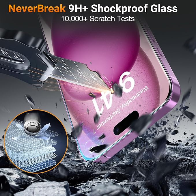 YWXTW [Sunlight Readability Screen Protector for iPhone 17 6.3 Inch, Anti Reflective Zero Glare TOP 9H+ Tempered Glass Screen Saver 17 Accessories Case Friendly