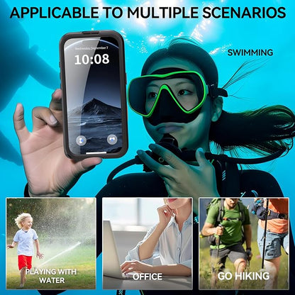 Omio for iPhone 17 Pro Waterproof Case Compatible with MagSafe, Magnetic Waterproof Full Body IP68 Underwater Case Built-in Screen Protector Military Grade Shockproof Cover for Men Women Black