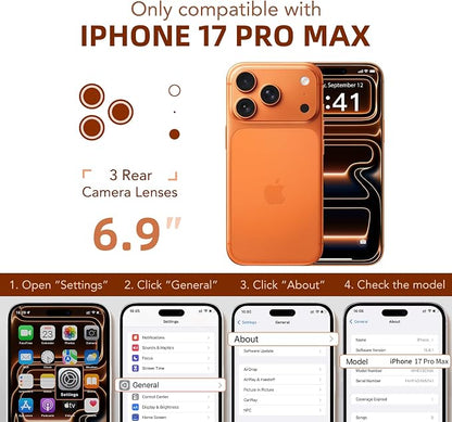BERFY for iPhone 17 Pro Max Case, Compatible with MagSafe, Built-in Privacy Screen Protector, Camera Protection, Shockproof Full Body Phone Case 6.9", Clear
