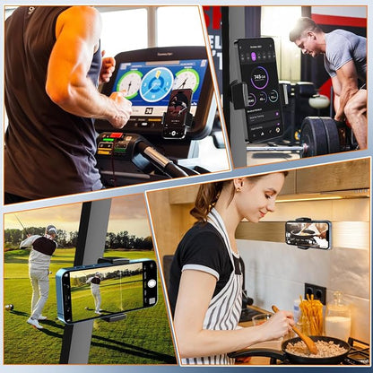 Gym Phone Holder 360 Rotation Golf Cart Phone Mount Magnet Phone Holder for Gym Fit 4.7-7 Inch Smartphone Gym Accessories for Women Men (Square clamp Head Single Magnetic Suction Type)