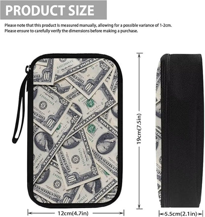 Dollar Print Electronics Organizer Waterproof Cable Organizer Bag, Shockproof Cord Storage Bag, Travel Essentials for Electronics Items/USB/SD/Charger
