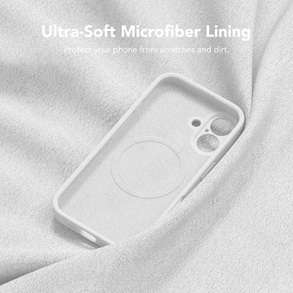 Magnetic for iPhone 16 Plus Case, Compatible with MagSafe, [Full Camera Protection][Screen Protector] Silicone Shockproof Protective Phone Case for iPhone 16 Plus 6.7", White