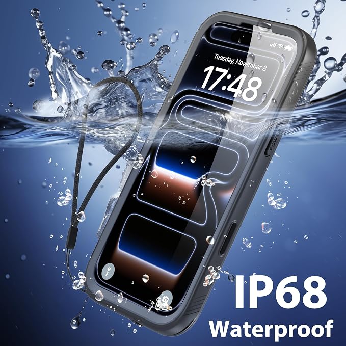 SPORTLINK for iPhone 17 Pro Waterproof Case - Built in Screen Protector Rugged Dustproof/Full Body Shockproof/Military Dropproof/Heavy Duty, Sealed Protective Cover for iPhone 17 Pro 6.3 inch Black