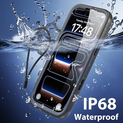SPORTLINK for iPhone 17 Pro Waterproof Case - Built in Screen Protector Rugged Dustproof/Full Body Shockproof/Military Dropproof/Heavy Duty, Sealed Protective Cover for iPhone 17 Pro 6.3 inch Black