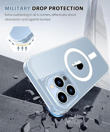 Compatible with iPhone 13 Pro Max Case Clear, Built-in Screen Protector, with Camera Lens Protector, [Compatible with MagSafe] Full Body Phone Case, Protective Cover for 13 ProMax 6.7" (Clear)