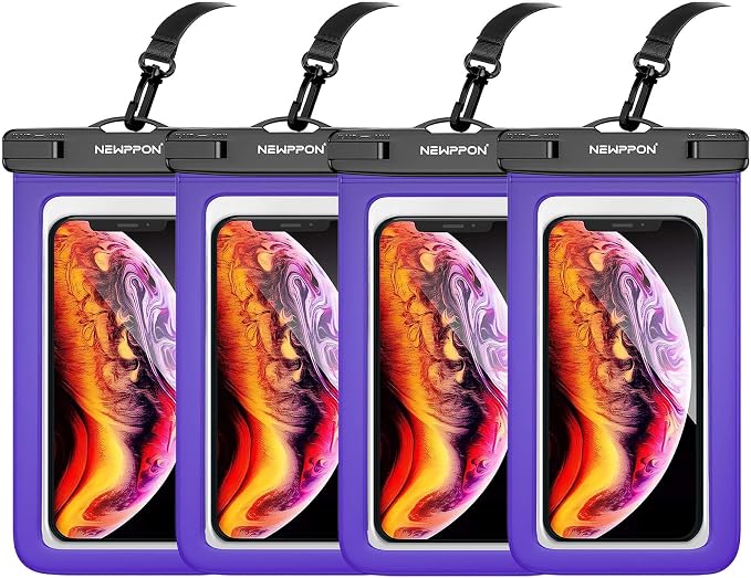 4 Pack 8.5“ Waterproof Cell Phone Pouch - Underwater Dry Bag Case Lanyard - Water Proof Clear Holder Protector for iPhone 16 15 14 Pro Max Plus Samsung Galaxy S25 S24 Ultra Note for Beach Swimming
