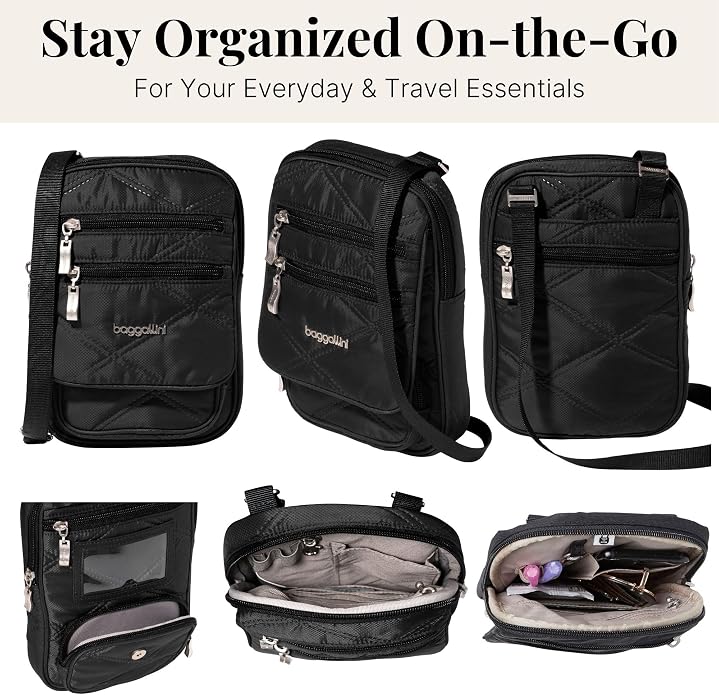Baggallini Journey Crossbody Bags for Women 9x6 Small Lightweight Travel Handbag W/RFID