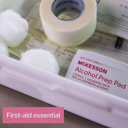 McKesson Alcohol Prep Pads [Pack of 200] 70% Isopropyl, Individually Wrapped Wipes, Sterile, Medical-Grade, First Aid, Medium