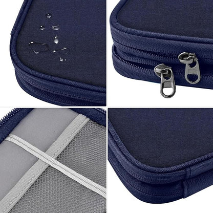 ZINMARK Portable Cable Organizer Case,Travel Pouch with Double-Layer Storage for Cables,Chargers,Earbuds & Phone,Dark Blue