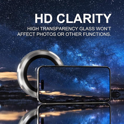 Choiche Compatible for iPhone 16 Pro/iPhone 16 Pro Max Camera Lens Protector, 9H Tempered Glass Camera Cover Screen Protector Metal Ring Decoration Accessories (Titanium Natural)