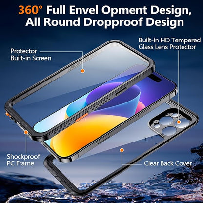 xiwxi for iPhone 16 Pro Max Case Waterproof,[IP68 Underwater][Built-in Screen Protector & Camera Protector][15FT Military Dropproof][Dustproof] Full Body Shockproof Protective Phone Case 6.9"
