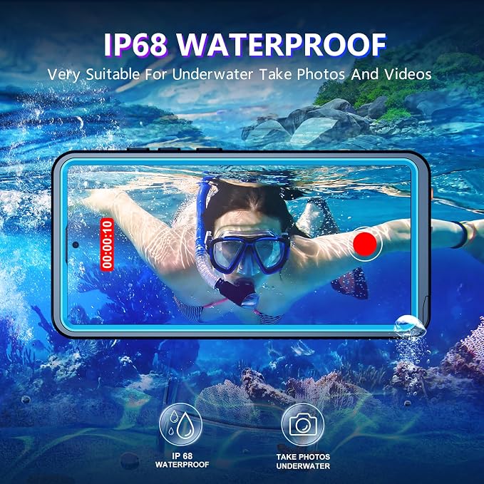 Temdan Designed for Samsung Galaxy S25 Ultra Case Waterproof, Built-in Lens & Screen Protector Military Grade Shockproof Dropproof IP68 Underwater Full Body Phone Case for Galaxy S25 Ultra 6.9"-Blue