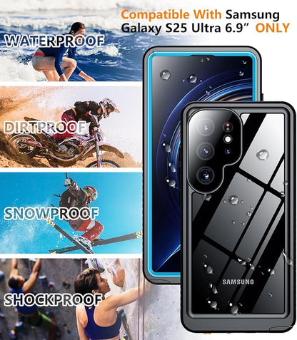 Temdan Designed for Samsung Galaxy S25 Ultra Case Waterproof, Built-in Lens & Screen Protector Military Grade Shockproof Dropproof IP68 Underwater Full Body Phone Case for Galaxy S25 Ultra 6.9"-Blue