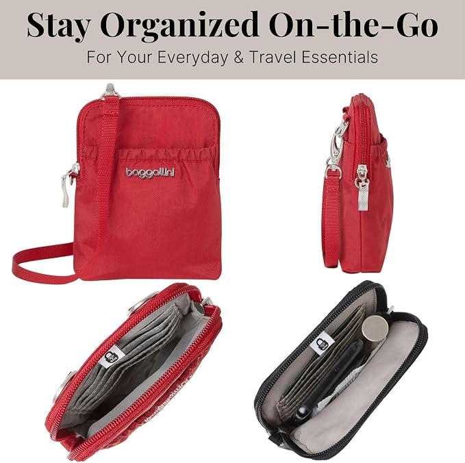Baggallini Bryant Pouch Small Crossbody Bag for Women - Phone Purse with Crossbody Strap - Lightweight Crossbody Pouch