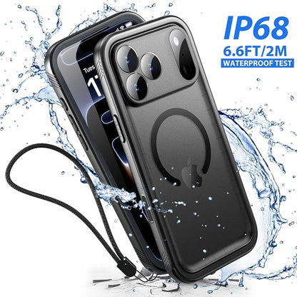 SPORTLINK for iPhone 17 Pro Case - IP68 Waterproof Military Protective Full Body Heavy Duty Shockproof 360 Sealed Dustproof with Camera Screen Protector Phone Cover for iPhone 17 Pro 6.3" M/Black