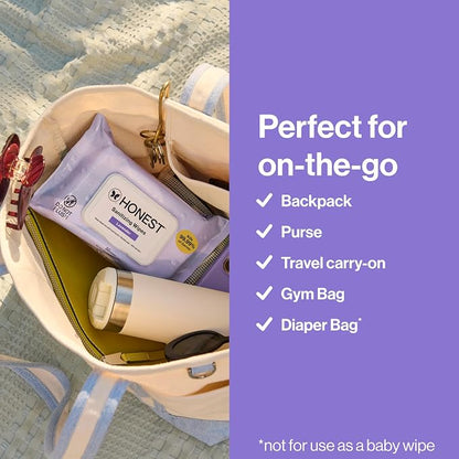 The Honest Company Lavender Sanitizing Wipes, Kills 99.99% of Germs, Safe for All Hands, Antibacterial, Dermatologist Tested, 50 Count