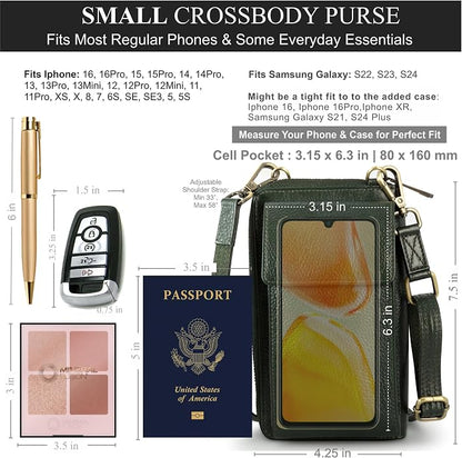 BULL GUARD Crossbody Leather Wallet Phone Purse, Anti Theft and RFID Blocking, Elegant Design for Travel