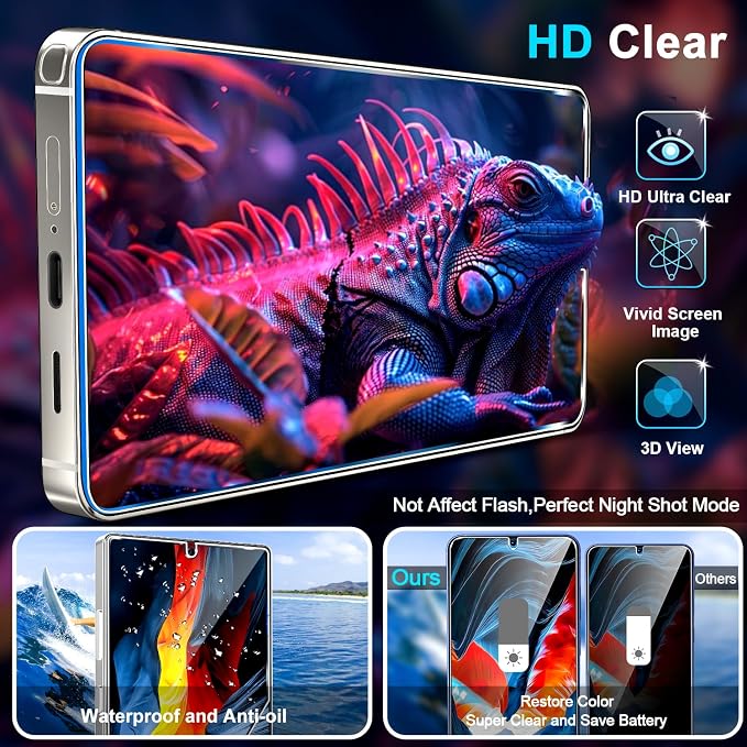 3 Pack Privacy Screen Protector for Samsung Galaxy S26 Ultra Tempered Glass + 2 Pack Camera Lens Protector, True 25°Anti Spy, Military Grade Shatterproof, 9H+ Hardness, Auto Alignment Frame 6.9"