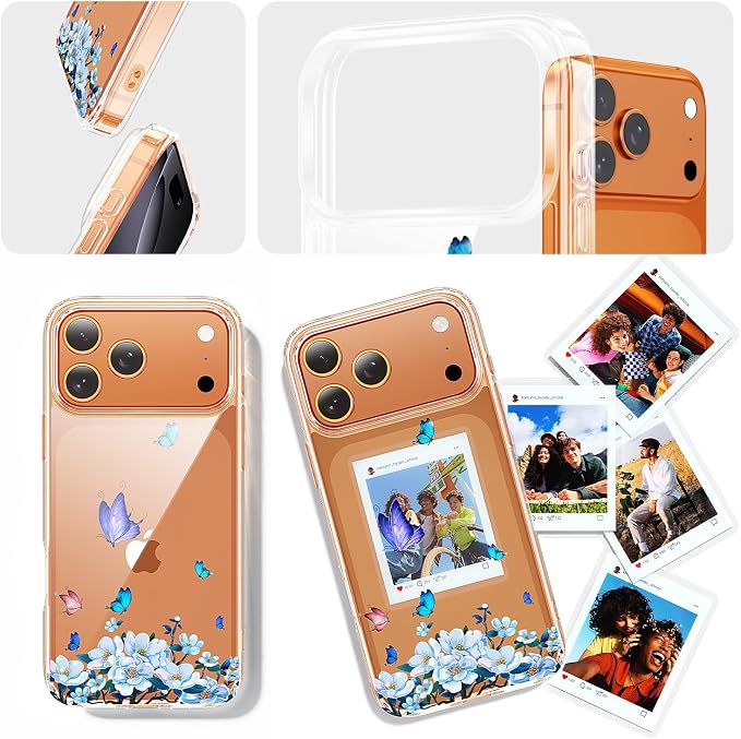 3 in 1 for iPhone 17 Pro Case Clear Printed Design | Yellowing-Resistant Acrylic Back, Screen Protector *1 & Camera Lens Protector*1, Military-Grade Protection