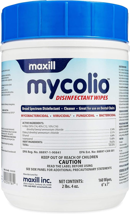 Mycolio Hospital Grade Disinfectant Wipes - 160 Wipes - 6" x 7"