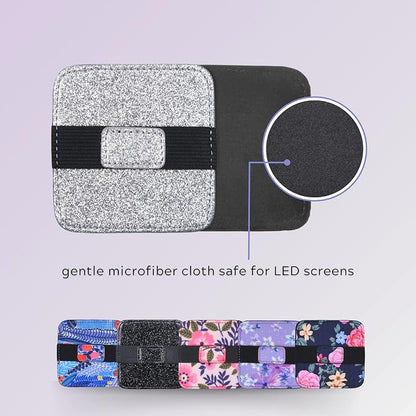 Eco-Fused 6X Screen Cleaning Pads - Gliiter Floral Microfiber Cleaning Cloth Pads - Screen Cleaner Screen Wipes for Electronics - Glasses Cleaning Cloths - Tablets, Laptops, Tv, Smartphones
