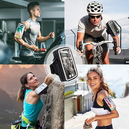Phone Holder for Running Armband Cell Phone Holder iPhone 17 16 16e 15 14 13 12 11 Pro Max Xs Xr X Plus Mini Galaxy Ultra S26 Note, Sports Arm Bag Bands Fit Exercise Gym Workout Runner Hiking
