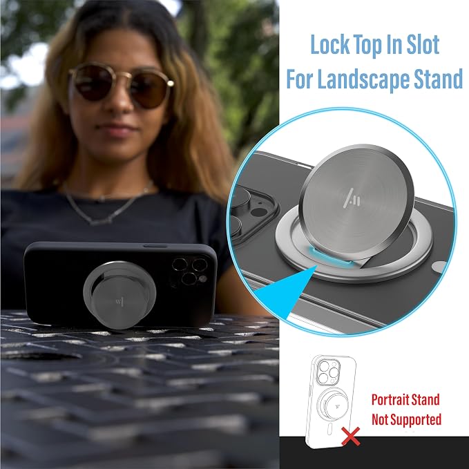Tango Ultra Thin Grip for MagSafe: One Hand Open, Stand, 10x Expandable, Space Grade Steel, Removable for Wireless Charging. Half The Thickness, Twice The Fidget - Brushed Steel