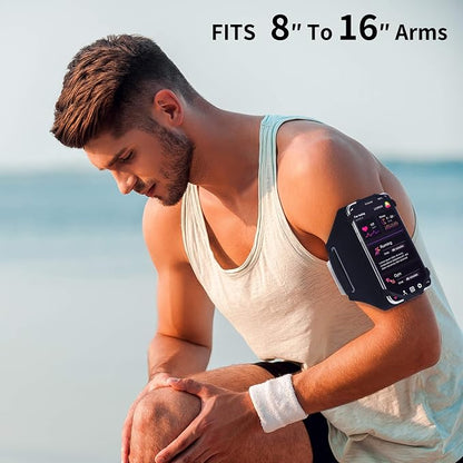 Armband & Bike Phone Holder Set- Detachable & 360° Rotatable Reflective Strap with Zipper Pocket Bag - Compatible with iPhone 16 15 Pro Max Plus Samsung Galaxy for Running Workout Sports