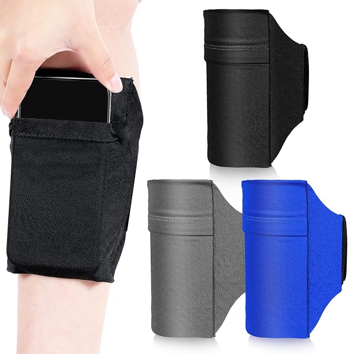 Bonuci 3 Pack Cell Phone Leg Strap Leg Phone Holder Calf Band Armband Ankle Wallet with Adjustable Non Slip Strap for Women Men Running, Walking, Equestrian, Motorcycle or Hiking