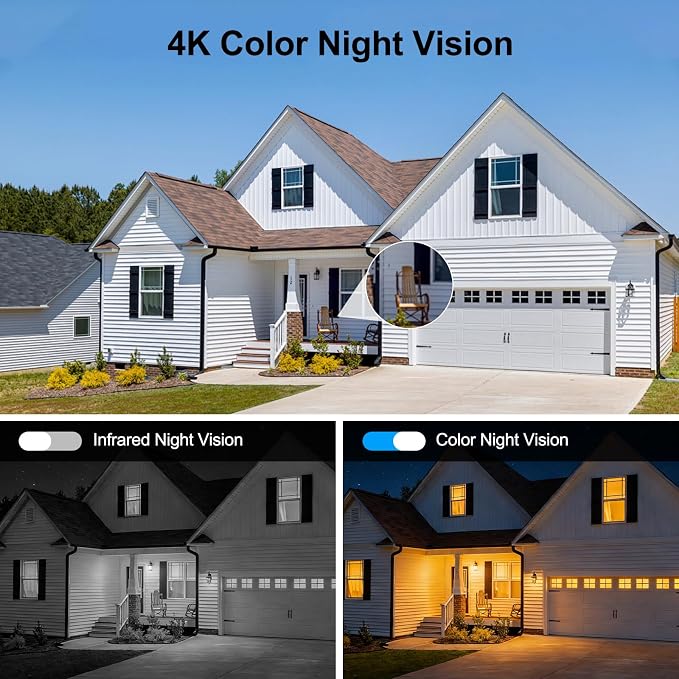 Triple-Lens Solar Security Cameras Wireless Outdoor, 2.4G/5G WiFi Cameras for Home Security with 10X Zoom, Full Color Night Vision, PlR Human Detection, Auto Tracking, Spotlight Siren, Alexa, IP66