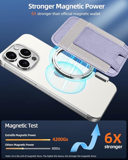 Upgraded for Magsafe Wallet, Strongest Magnetic Wallet, for iPhone Magsafe Walle t with 2 Card Slots, Magnetic Card Holder for iPhone 17/16/15/14/13/12 Series, Vegan Leather, Fit 7 Cards, Light Purple