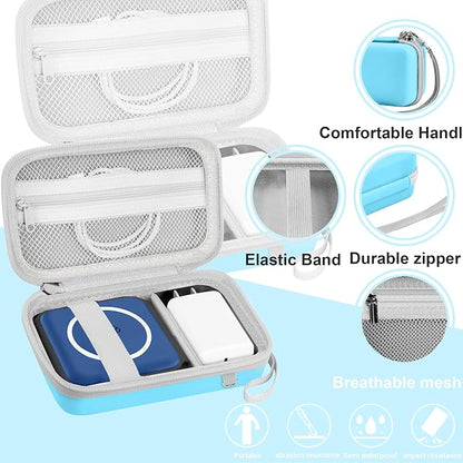 Leayjeen Travel Case Compatible with Hicober 3 in 1 Charging Station/UCOMX Nano Magnetic 2 in 1 Wireless Charger,Foldable Magnetic Charging Station Storage Holder Bag-Blue (Case Only)