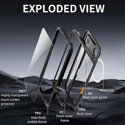 Guppy for iPhone 17 Air Magnetic Waterproof Case, Built-in Screen Protector [IP68 Waterproof][14FT Military Drop Proof] 360° Full Body Protection Dustproof Shockproof Heavy Duty Rugged Case, Black