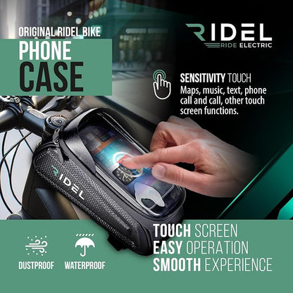 Ridel Bike Phone Holder Bag with Sensitive Touch - Upto 6.8" Waterproof Front Frame Phone Holder for Bike - Bike Bag with 3 Adjustable Straps & Headphone Hole