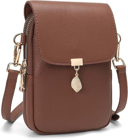 Small Crossbody Bags for Women Leather Multi Pocket Cell Phone Purse with RFID Blocking Card Slots for Everyday Use