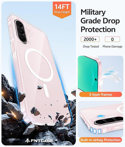 FNTCASE for Galaxy A27 5G Phone Case, Fit for Magsafe, Screen Protector | Clear Anti Yellowing, 14FT Military Grade Drop Protection, Slim Shockproof Protective, for Samsung A 27 4G Cover, Transparent