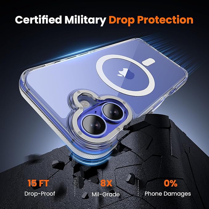 3 in 1 for iPhone 16 Case Clear with MagSafe, Yellowing-Resistant Acrylic Back, Shockproof Guard Corners, Military-Grade Protection for iPhone 16 Phone Case 6.1 inch Clear Bumper