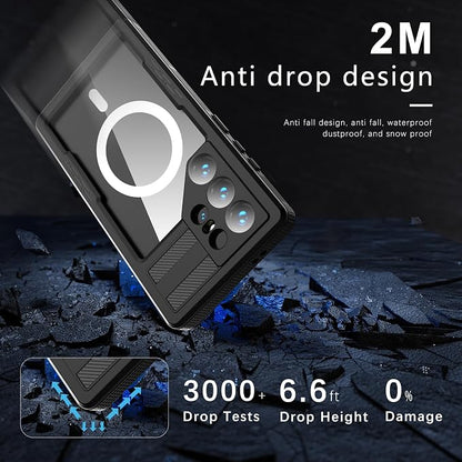 Losin Compatible with Galaxy S24 Ultra Case Waterproof Magnetic [Compatible with MagSafe] [Drop Protection] [IP68 Underwater] Full Body Shockproof Protective Phone Case, Black