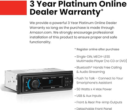 BOSS Audio Systems 625UAB Single DIN Car Stereo with Bluetooth - No CD DVD Player, AM/FM Radio Receiver, Aux Input, USB