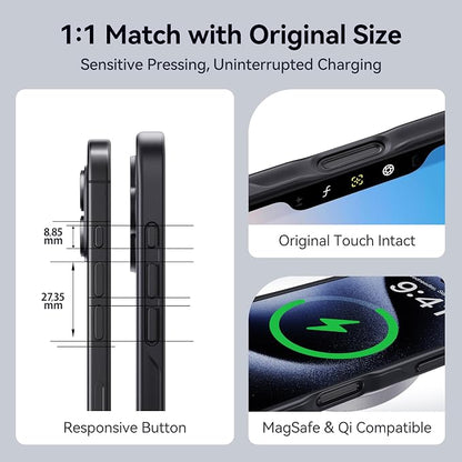 CASEKOO Armor Shockproof Designed for iPhone 17 Case [16FT Military Grade Protection] Matte Finish Protective Phone Case Anti-Fingerprint Thin Slim Hard Cover for iPhone 17 - Black