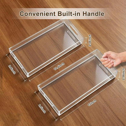 Acrylic Tray 2 PCS Toilet Tank Tray Toiletpaper Basket Back of Toilet Organizer,for Bathroom Organization Clear Decor and Countertop Storage