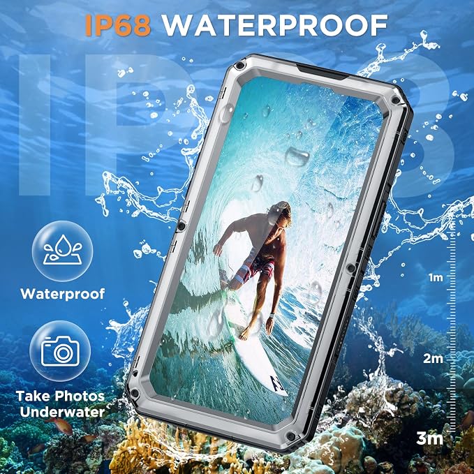 Beasyjoy for iPhone 16e Case/iPhone 17e Case Waterproof, Metal Heavy Duty Full Body Protective Case with Built-in Screen Protector, Military Grade Shockproof Cover for iPhone 16e/17e 6.1", Silver