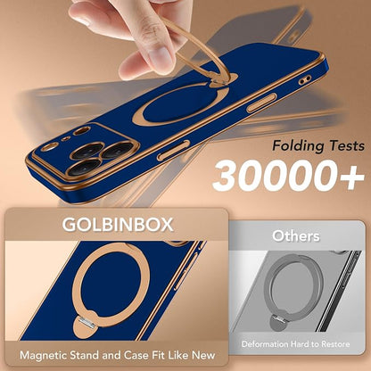 GolbinBox for iPhone 17 Pro Max Case with 360° Spin Magnetic Stand,[Compatible with Magsafe] [Military Protection][Built-in Ring Holder] Camera Control Phone Case for 17 Pro Max,Blue