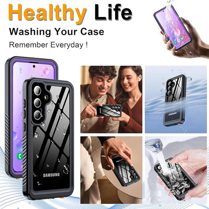 for Samsung Galaxy S25 Plus Case, IP68 Waterproof with Built-in Screen&Lens Protector [14FT Military Shockproof] Full Body Heavy Duty Protective Phone Case for S25 Plus 5G, Purple