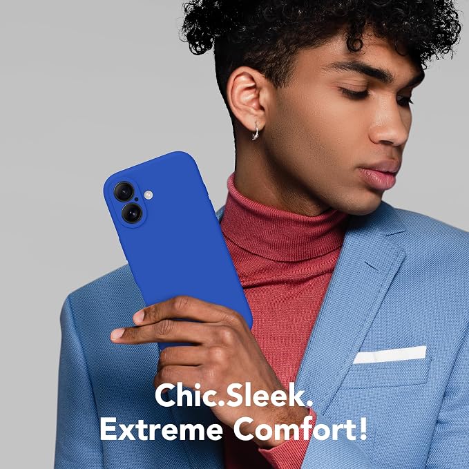 Magnetic for iPhone 16 Case, Compatible with MagSafe, [Screen Protector + Full Camera Protection], Silicone Shockproof Anti-Scratch Protective Phone Case for iPhone 16 6.1", Klein Blue