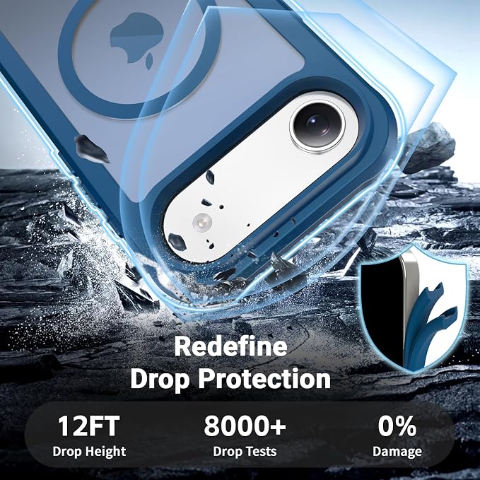 jaroco Magnetic for iPhone Air Case, [Compatible with MagSafe][Military Grade Drop Protection][Heavy Duty Protection][Non-Slip][Shockproof] 2-Layer Durable Bumper Phone Case 6.5''-Deep Blue